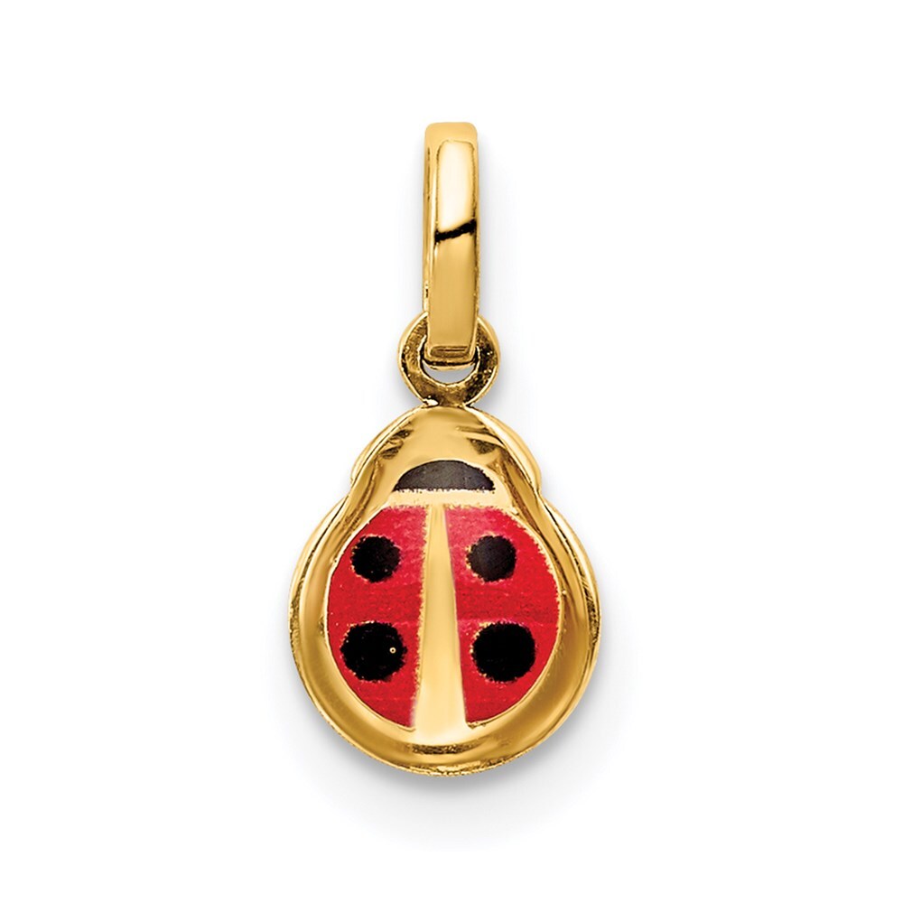 14k Yellow Gold Enamel Ladybug Charm Pendant for Women