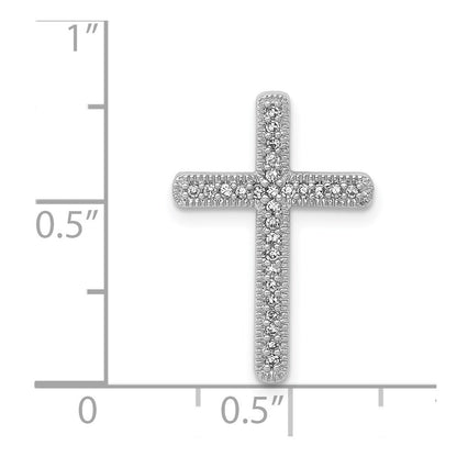 14k White Gold 1/10ct. Diamond Cross Chain Slide Pendant for Women