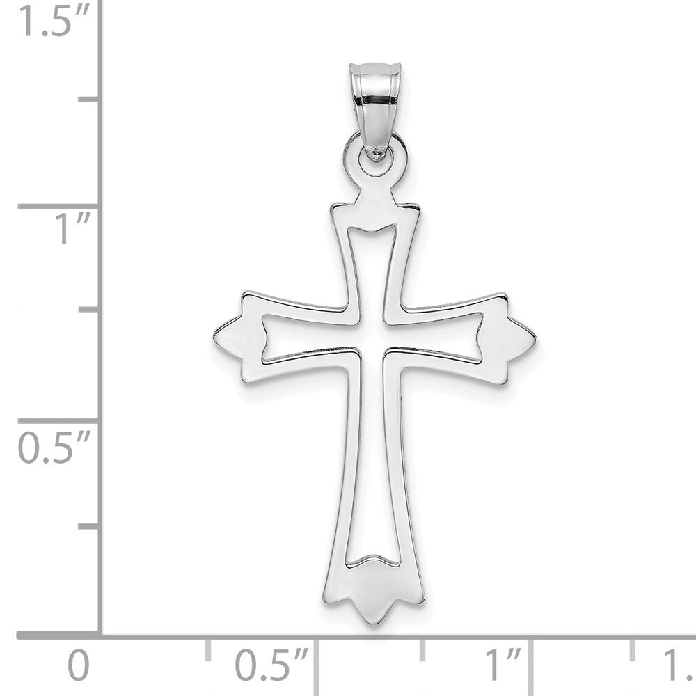 14k White Gold Polished and Cut-Out Cross Charm Pendant for Women