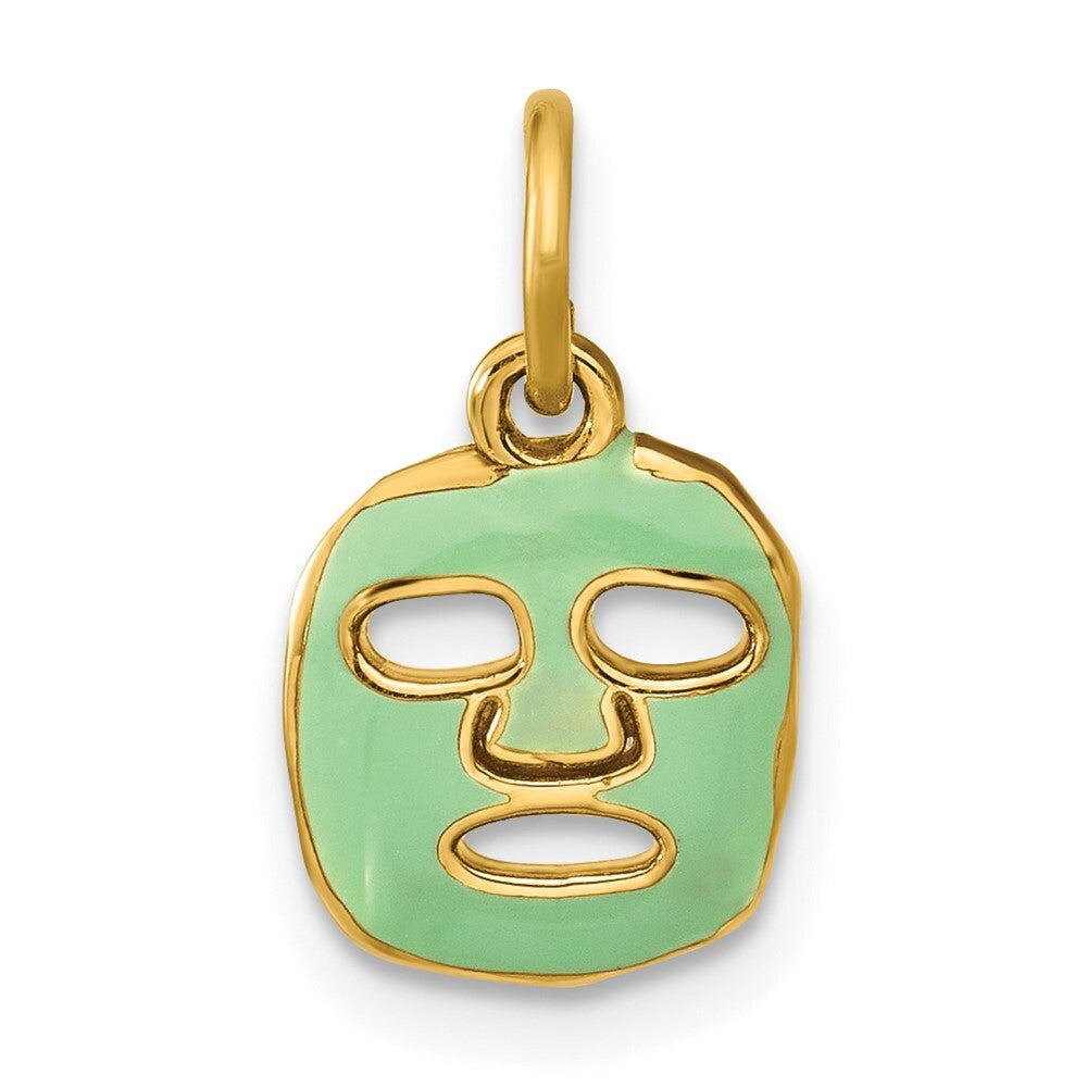14k Yellow Gold Fancy Face Mask Charm Pendant for Women