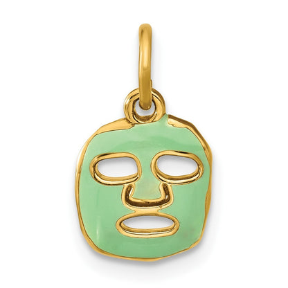 14k Yellow Gold Fancy Face Mask Charm Pendant for Women