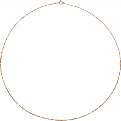 14k Rose Gold 1.28 mm Figaro 20" Chain Necklace Fine Gift for Women