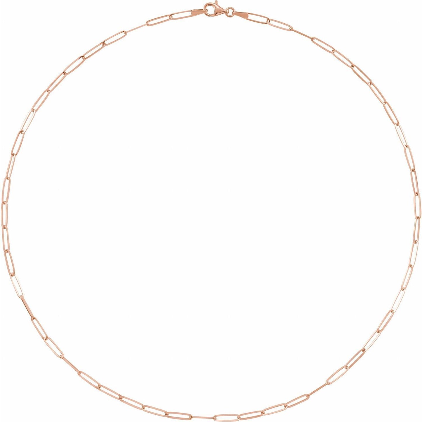 14k Rose Gold 2.6 mm Paperclip Chain 18" Chain Necklace Fine Gift for Women