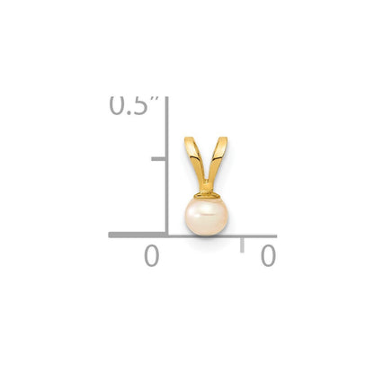 14k Yellow Gold Gold 3-4mm Pink Round Freshwater Cultured Pearl Pendant