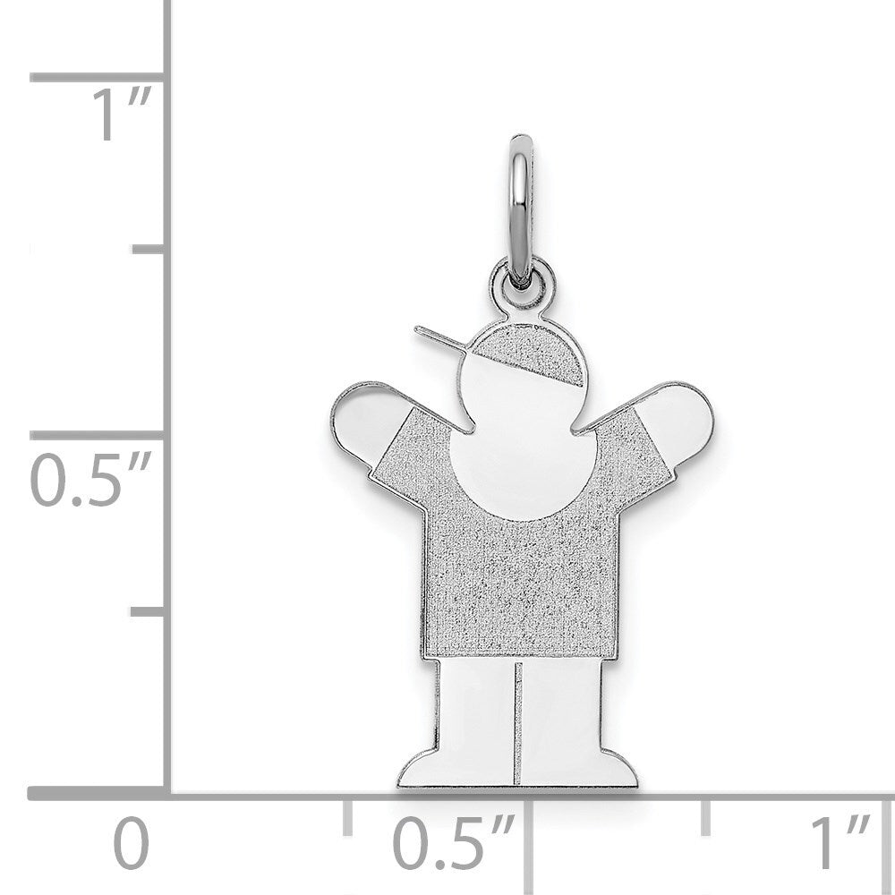 14k White Gold Kid Charm Pendant for Women