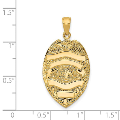 14k Yellow Gold Large Badge Pendant