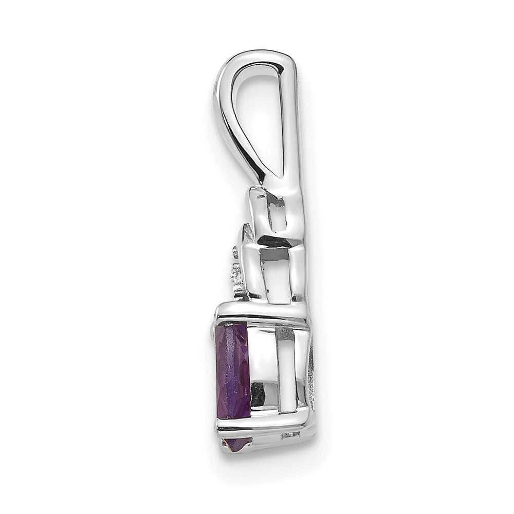 14k White Gold Amethyst and Diamond Pendant for Women