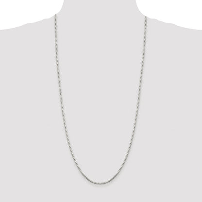 Sterling Silver Rhodium-plated 2mm 8 Sided Diamond-cut Box Chain