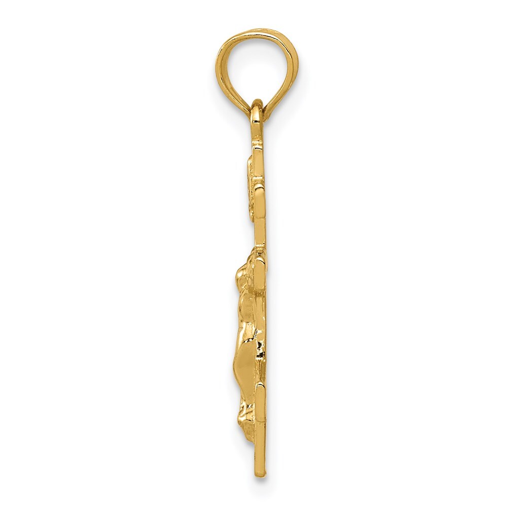 14k Yellow Gold Eastern Orthodox Crucifix Charm Pendant for Women