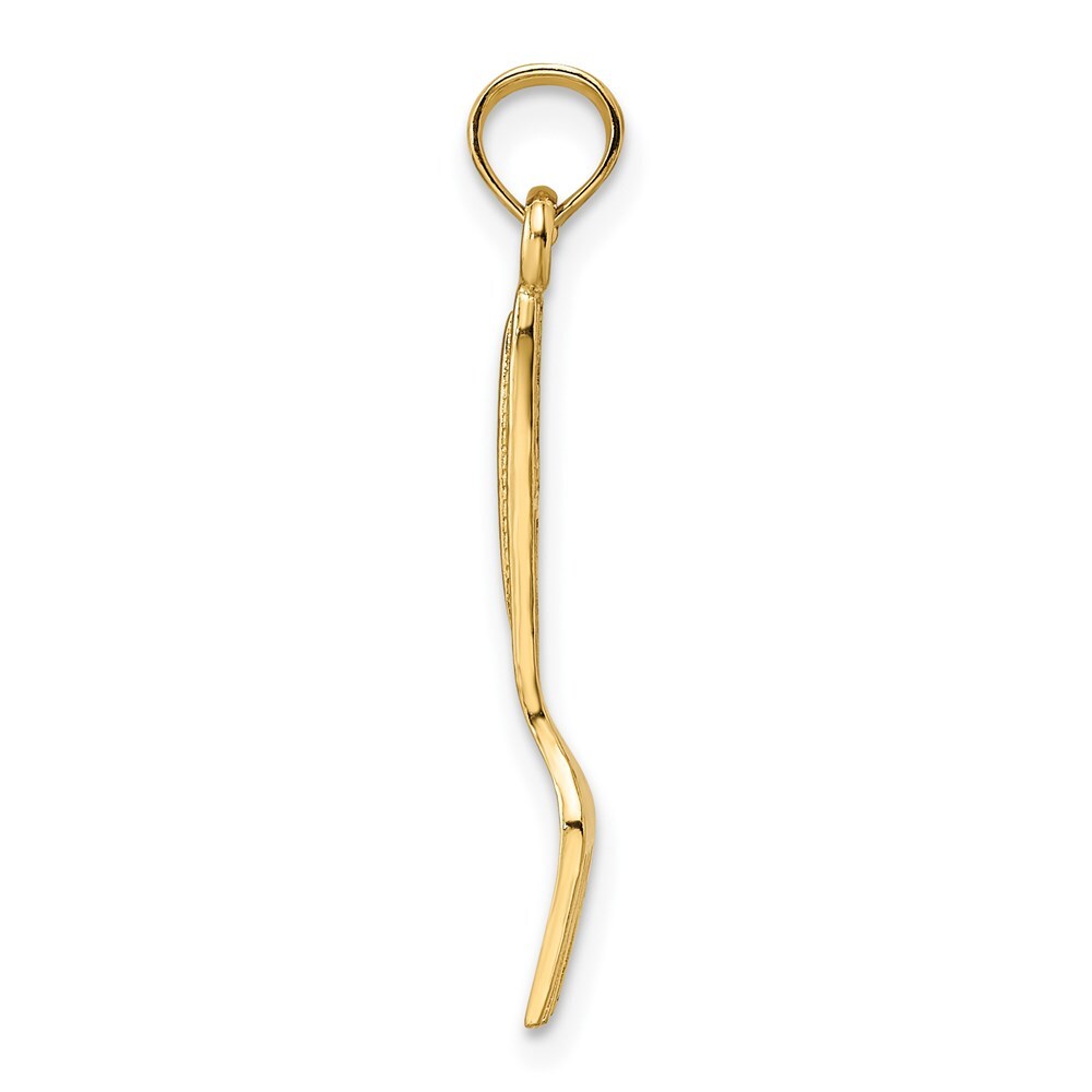 14k Yellow Gold 3-D and Polished Table Fork Charm Pendant for Women