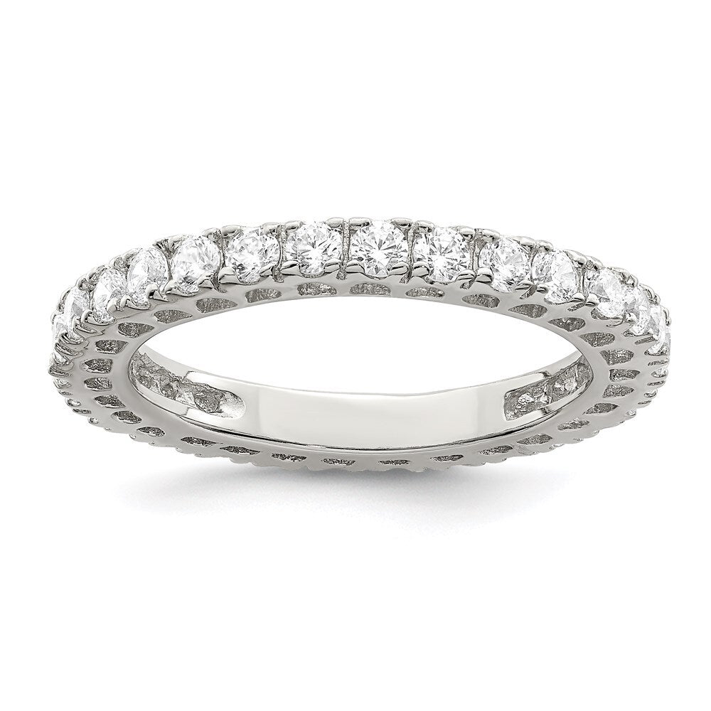 Sterling Silver Rhodium-plated Cubic Zirconia Anniversary Band Size 6