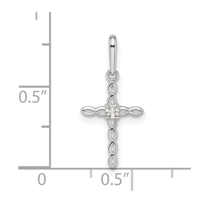 14k White Gold CZ Cross Pendant