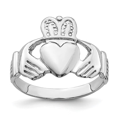 14k White Gold Claddagh Ring Size 7