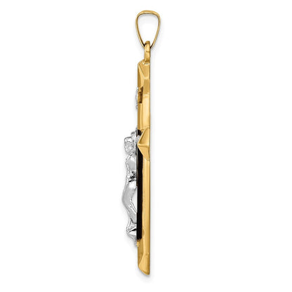 14k Two-tone Gold Polished INRI Crucifix Pendant for Women