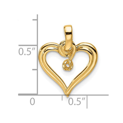 14k Yellow Gold Heart Pendant Mounting for Women