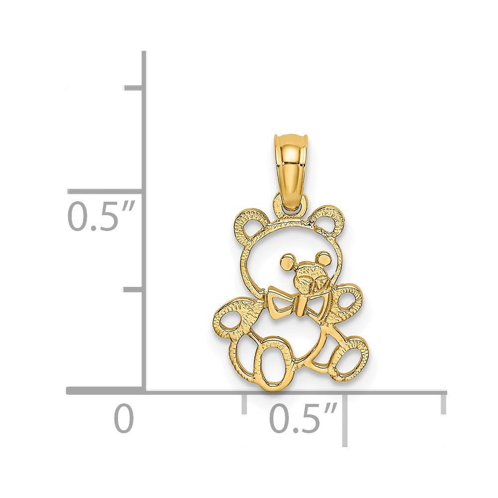 14k Yellow Gold Cut out Teddy Bear Charm