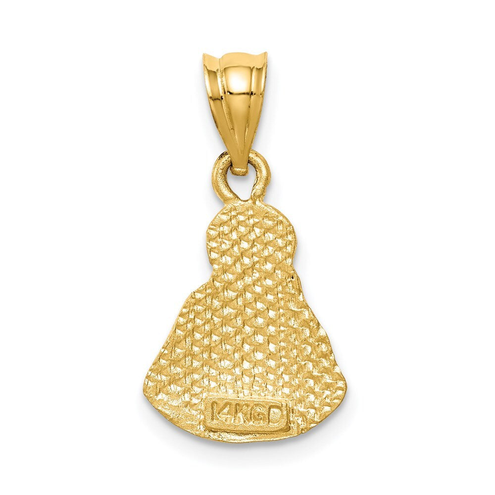 14k Yellow Gold Brushed Diamond-Cut Jesus Pendant for Women