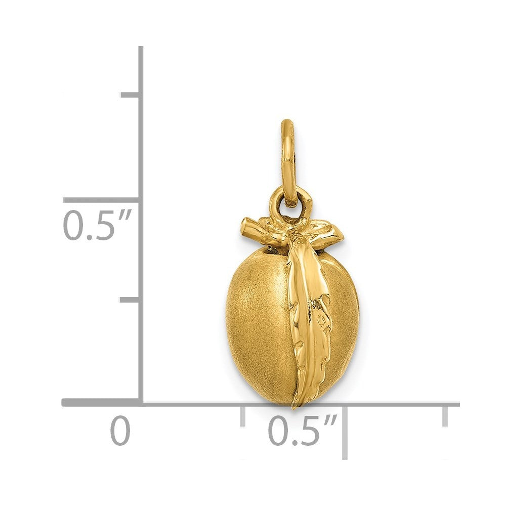 14k Yellow Gold Peach Charm Pendant