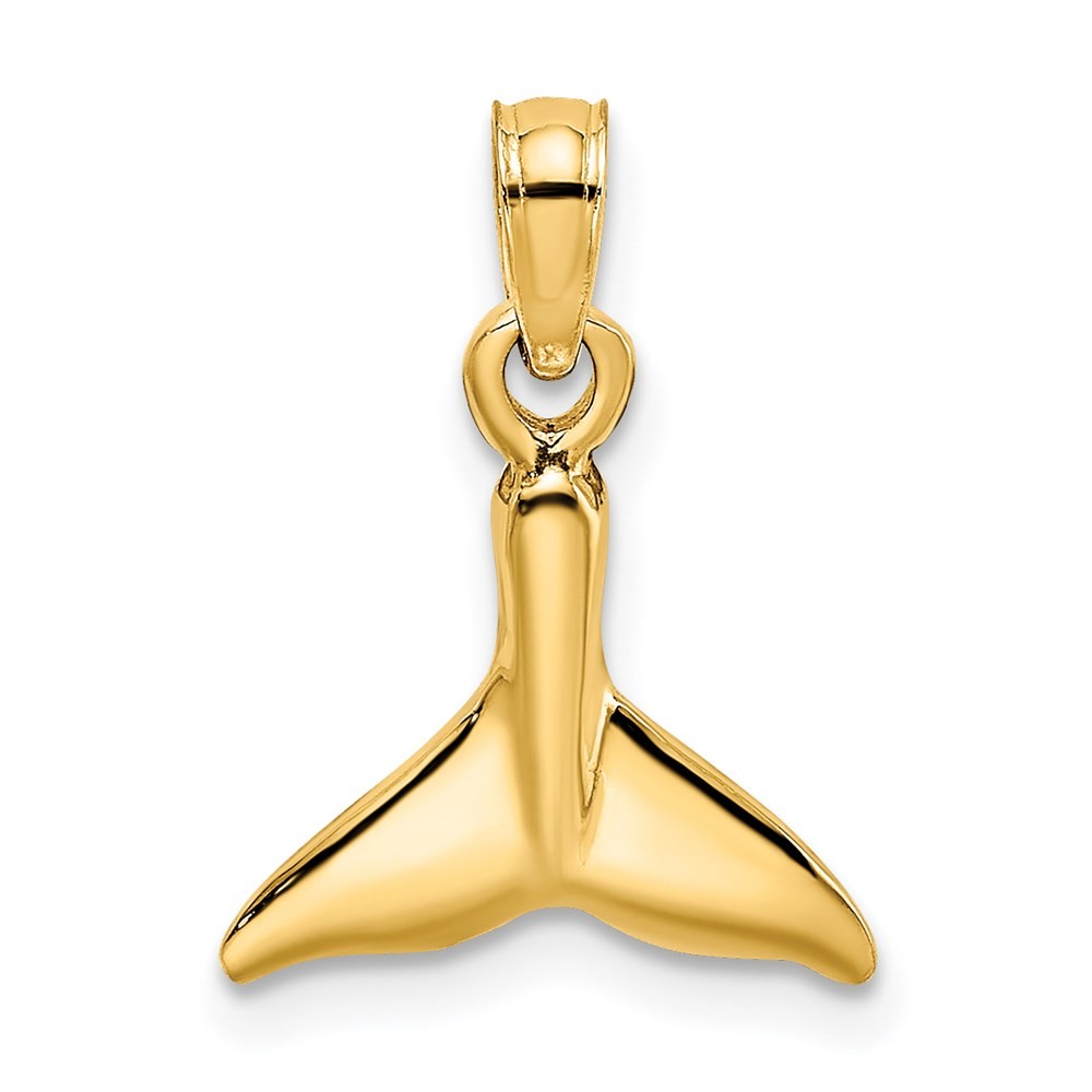 14k Yellow Gold Polished Small Whale Tail Charm
