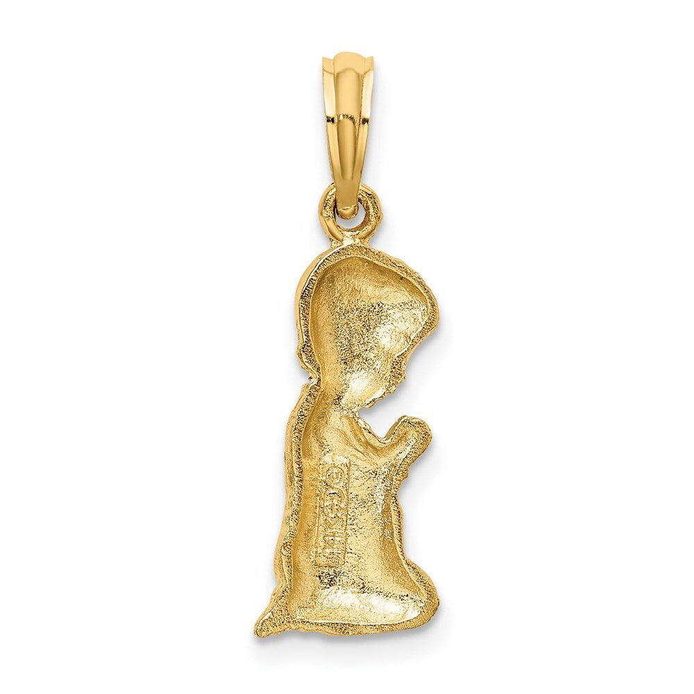 14k Yellow Gold Praying Boy Charm Pendant for Women