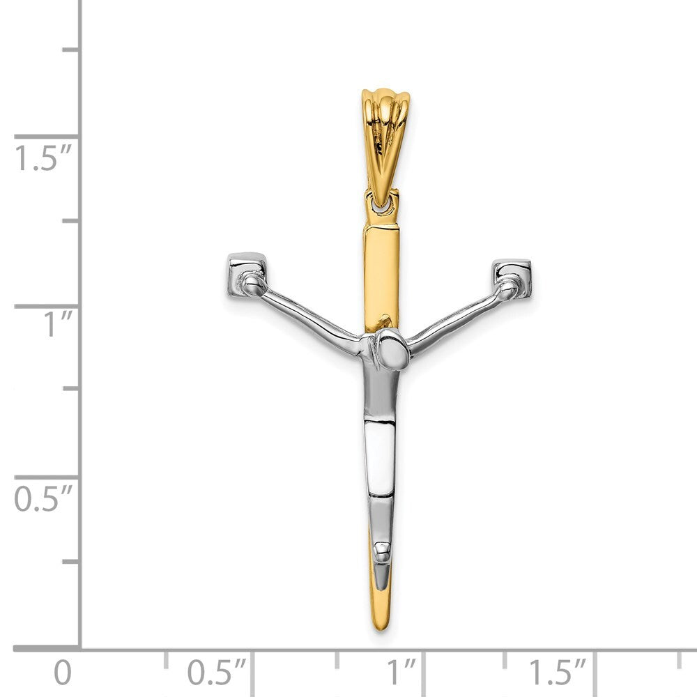 14k Two-tone Gold Crucifix Charm Pendant for Women