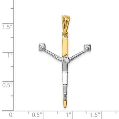 14k Two-tone Gold Crucifix Charm Pendant for Women