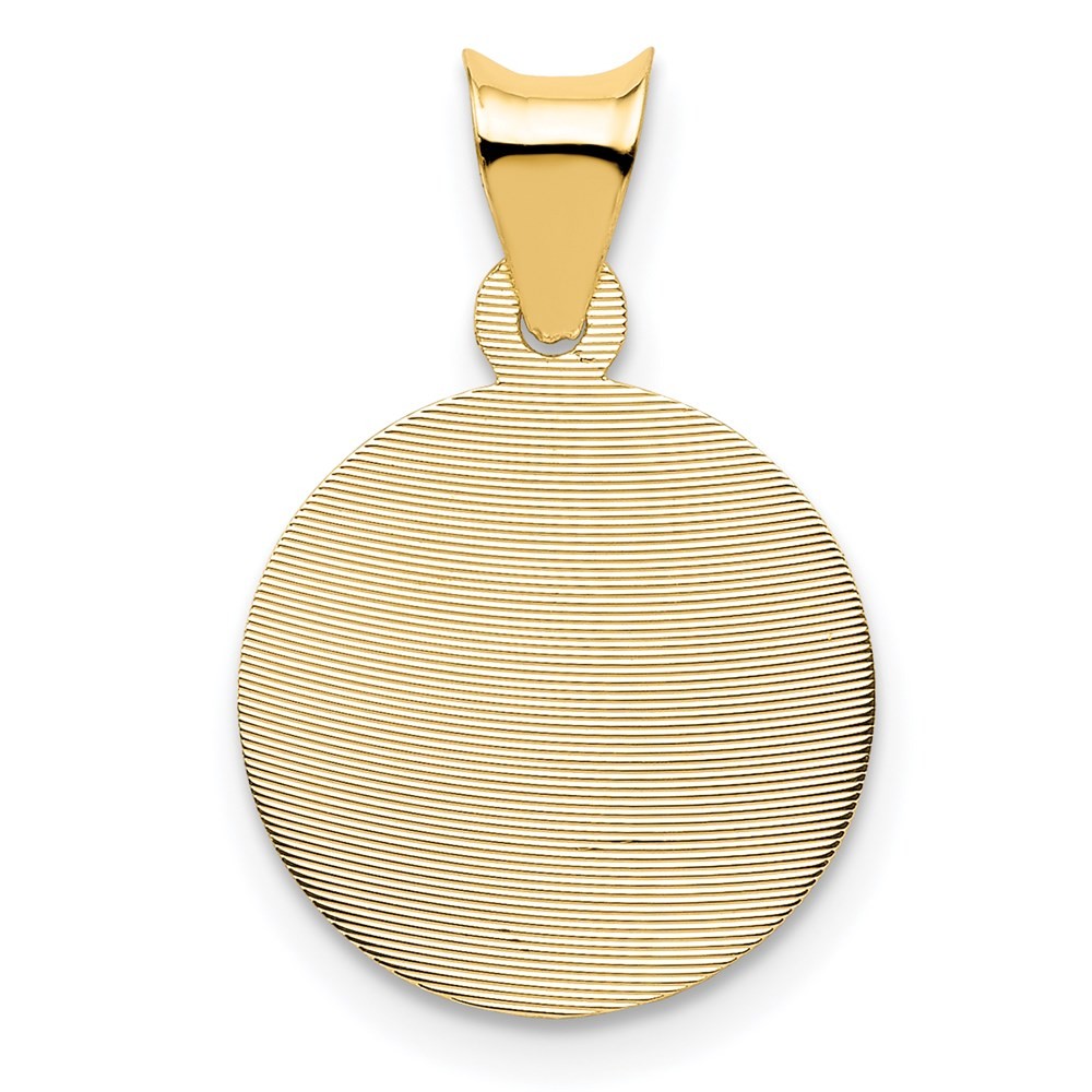 14k Yellow Gold Polished Diamond-Cut Sagrado Corazon Circle Pendant