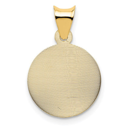 14k Yellow Gold Polished Diamond-Cut Sagrado Corazon Circle Pendant