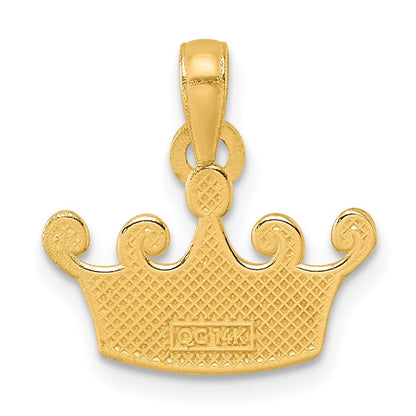 14k Yellow Gold Polished Crown Pendant