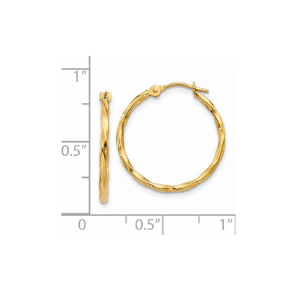 14k Yellow Gold Twist Hoop Earrings