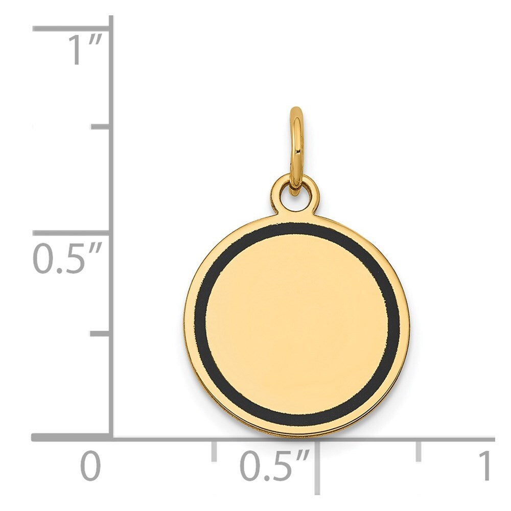 14k Yellow Gold Enamel .027 Gauge Circular Engravable Disc Charm Pendant