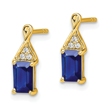 14k Yellow Gold Sapphire and Diamond Earrings