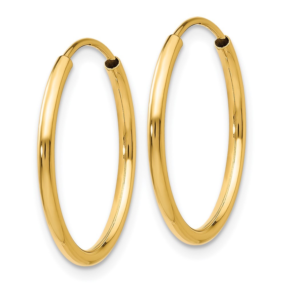 14k Yellow Gold 1.5mm Polished Round Endless Hoop Earrings