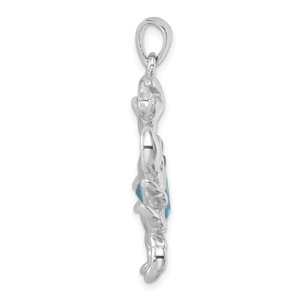 Sterling Silver Rhodium-plated Polished Cubic Zirconia Crab Pendant