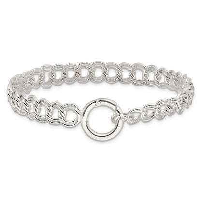 Sterling Silver Polished Double Link 8in Charm Bracelet
