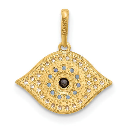 14k Yellow Gold Polished Multi-color CZ Evil Eye Pendant