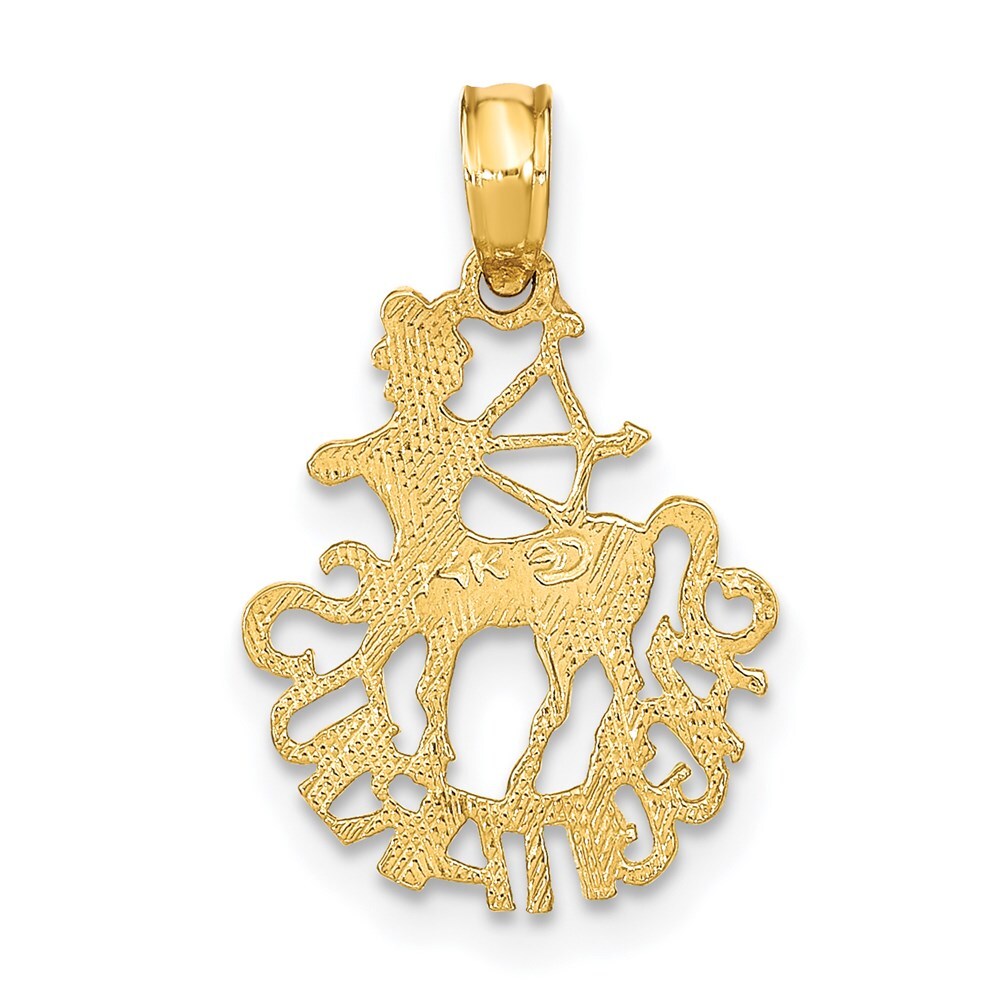 14k Yellow Gold SAGITTARIUS Zodiac Charm Pendant for Women