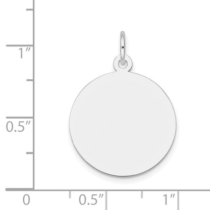 14k White Gold Plain .018 Gauge Round Engravable Disc Charm