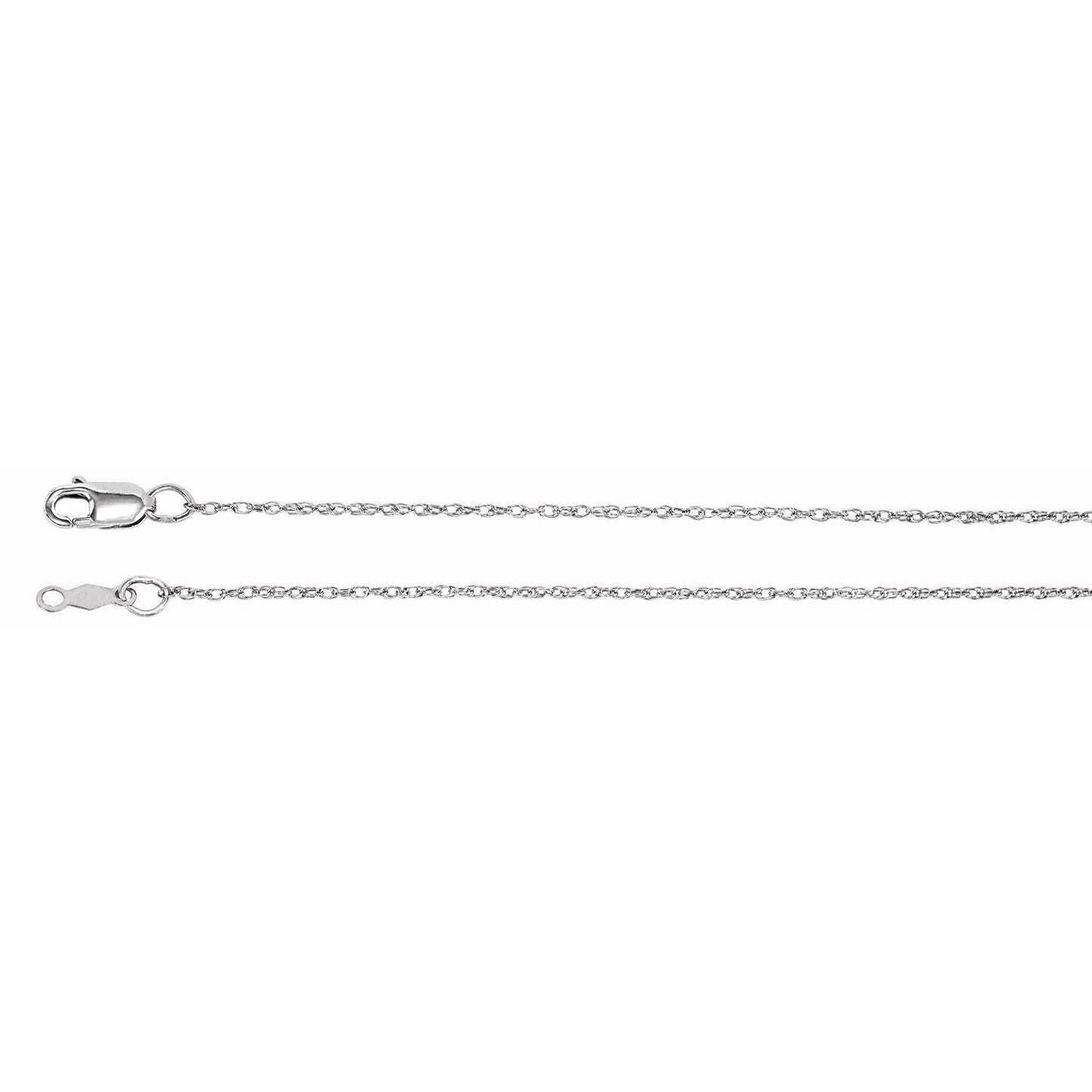 14k White Gold 1 mm Rope Chain Necklace 18" Fine Gift for Women