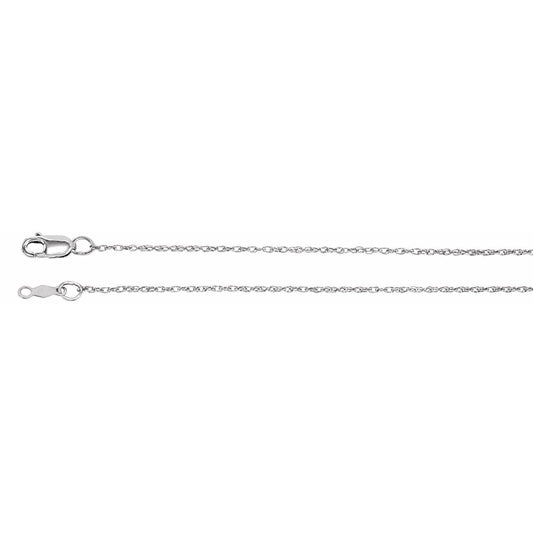 14k White Gold 1 mm Rope Chain Necklace 18" Fine Gift for Women