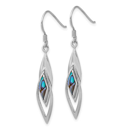 Sterling Silver Rhodium-plated Polished Abalone Fancy Dangle Earrings
