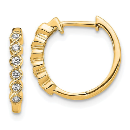14k Yellow Gold Diamond Hinged Hoop Earrings