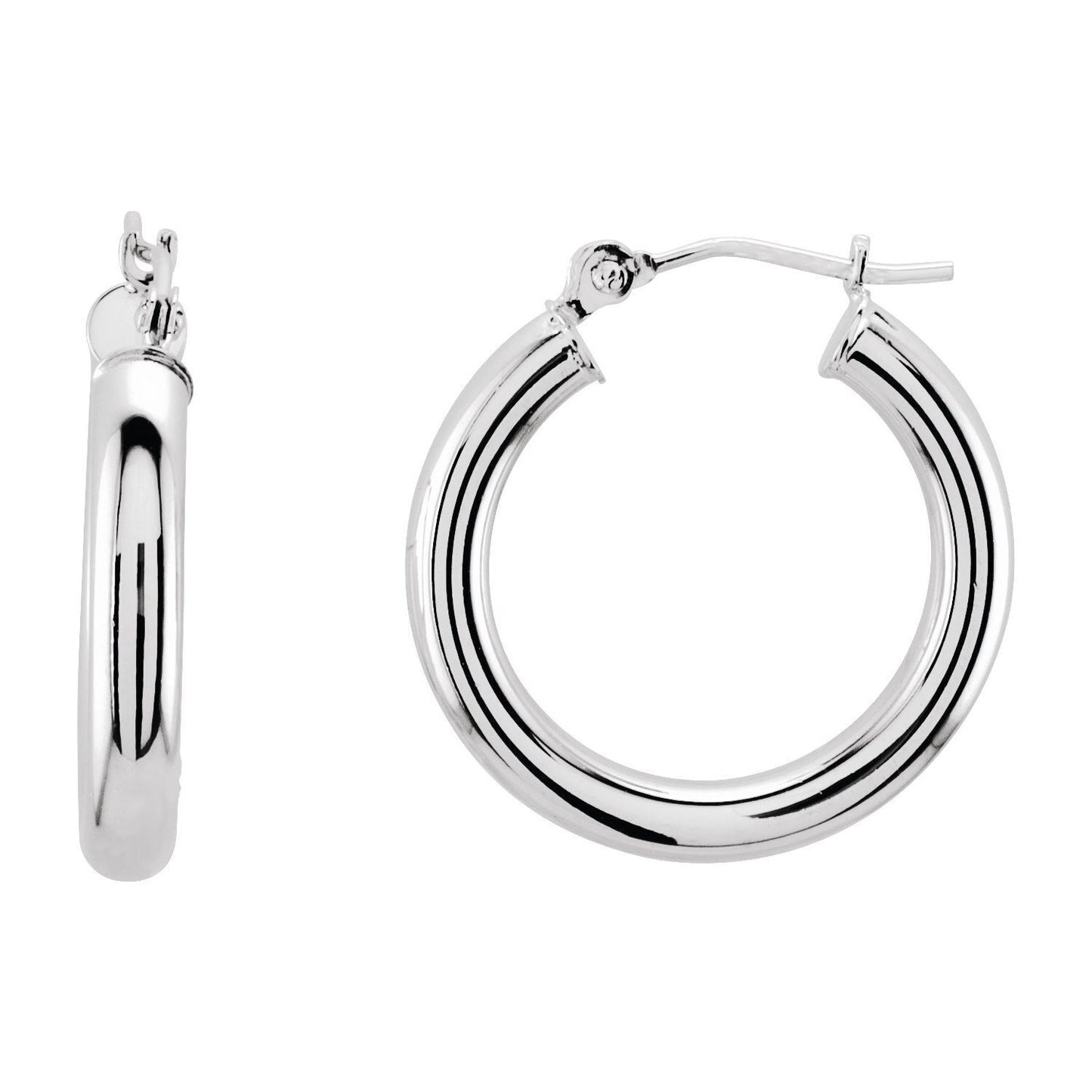 14k White Gold Tube 20 mm Hoop Earrings Fine Jewelry Gift for Women