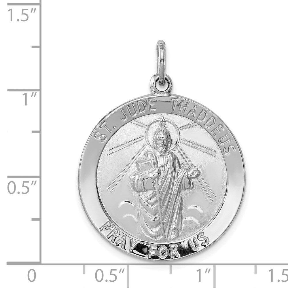 Sterling Silver Rhodium-plated Saint Jude Thaddeus Medal Pendant