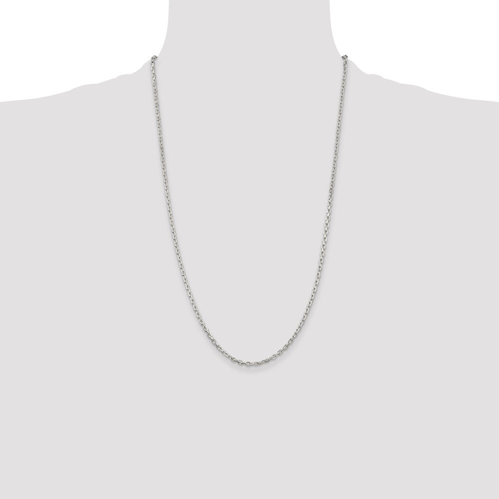 Sterling Silver 2.75mm Beveled Oval Cable Chain Holiday Gift for Women