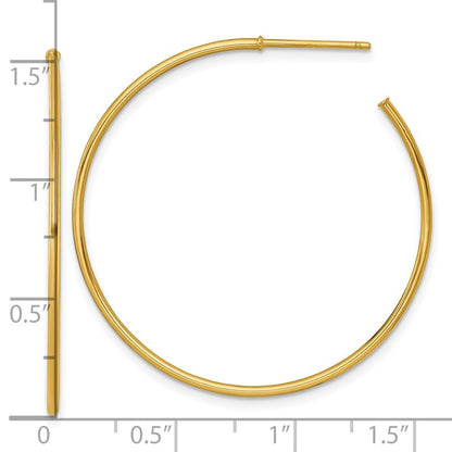 14k Yellow Gold Polished 1.2 x 40mm Solid C-Hoop Earrings