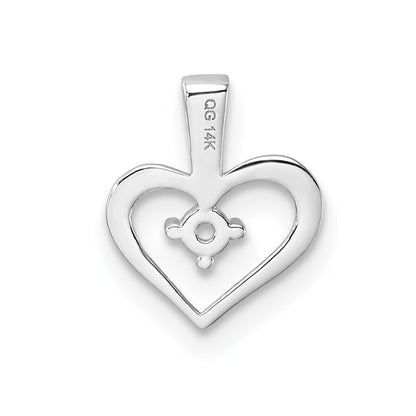 14k White Gold Heart Pendant Mounting for Women