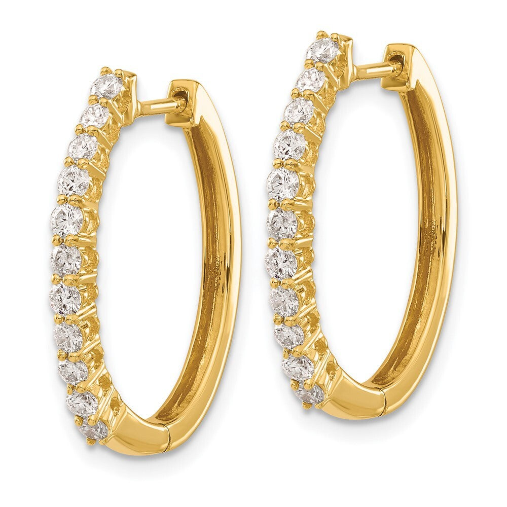 14k Yellow Gold Diamond Hinged Hoop Earrings