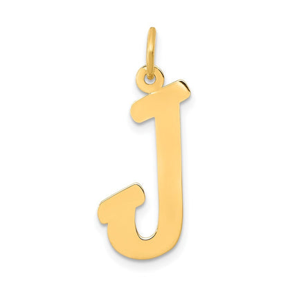 14k Yellow Gold Small Script Letter J Initial Charm Pendant for Women