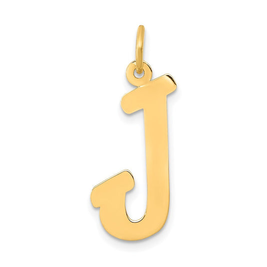 14k Yellow Gold Small Script Letter J Initial Charm Pendant for Women